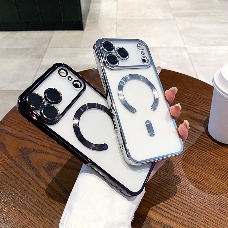 Luxurious Glitter Plating Silicone Soft Clear Magnetic Case - Ultra-Thin Design