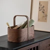 Curved Wood Solid Wood  Storage Box Desktop End Table Hallway Sundries  Outdoor Portable Tea Set Storage Basket 5
