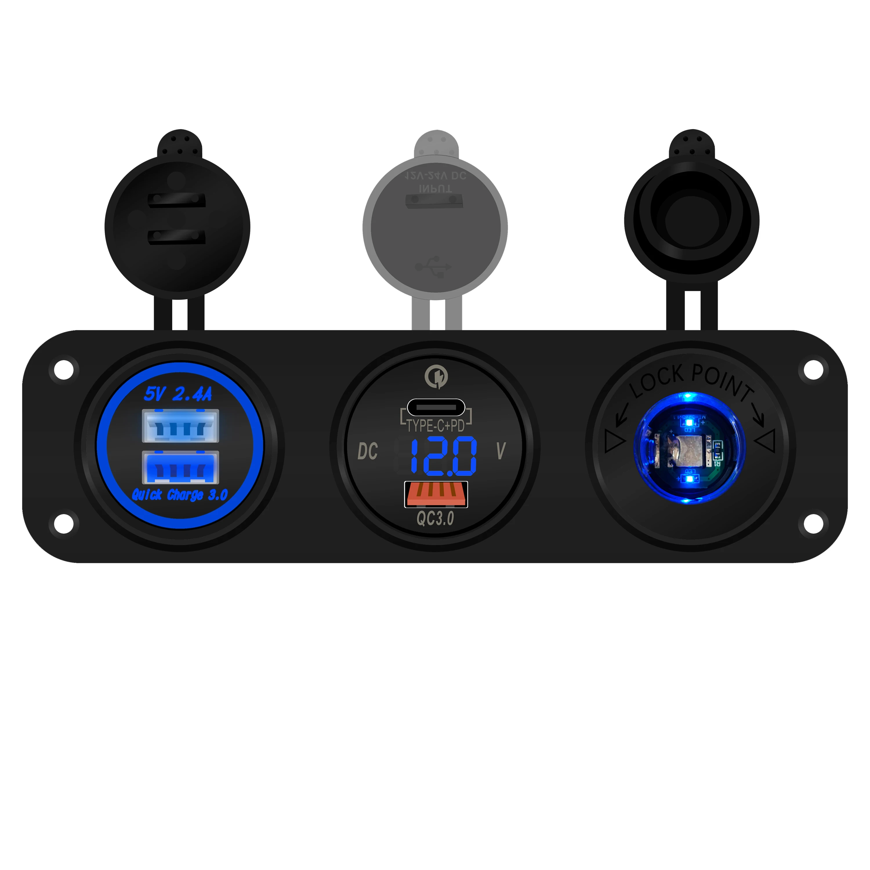  USB  C  QC 3.0   12V ڵ    а , 1/2/   г