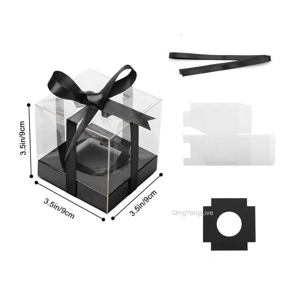 12Pcs Clear Plastic Cupcake Boxes with Ribbon, Single Cupcake Containers with Inserts, ... - SKU CPCB0922 - UGI Packaging