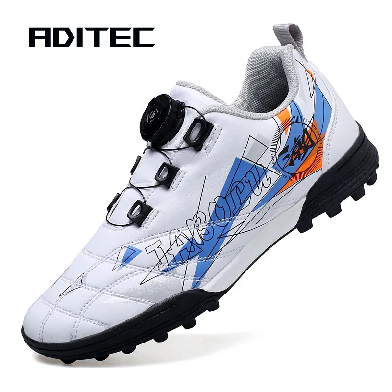 Children's athletic shoes without LACES rotary buckle soccer shoes youth training shoes cleats outdoor grass soccer game sneaker