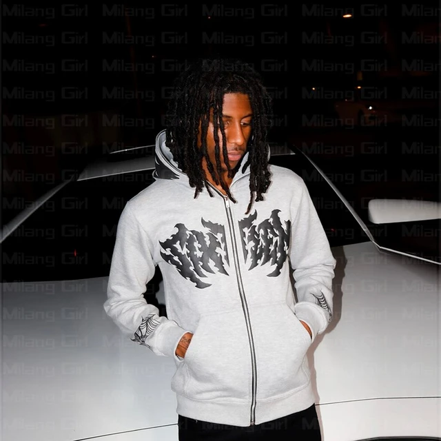 New Hip Hop Men Sweatshirt Hoodie Demon Spider Web Print