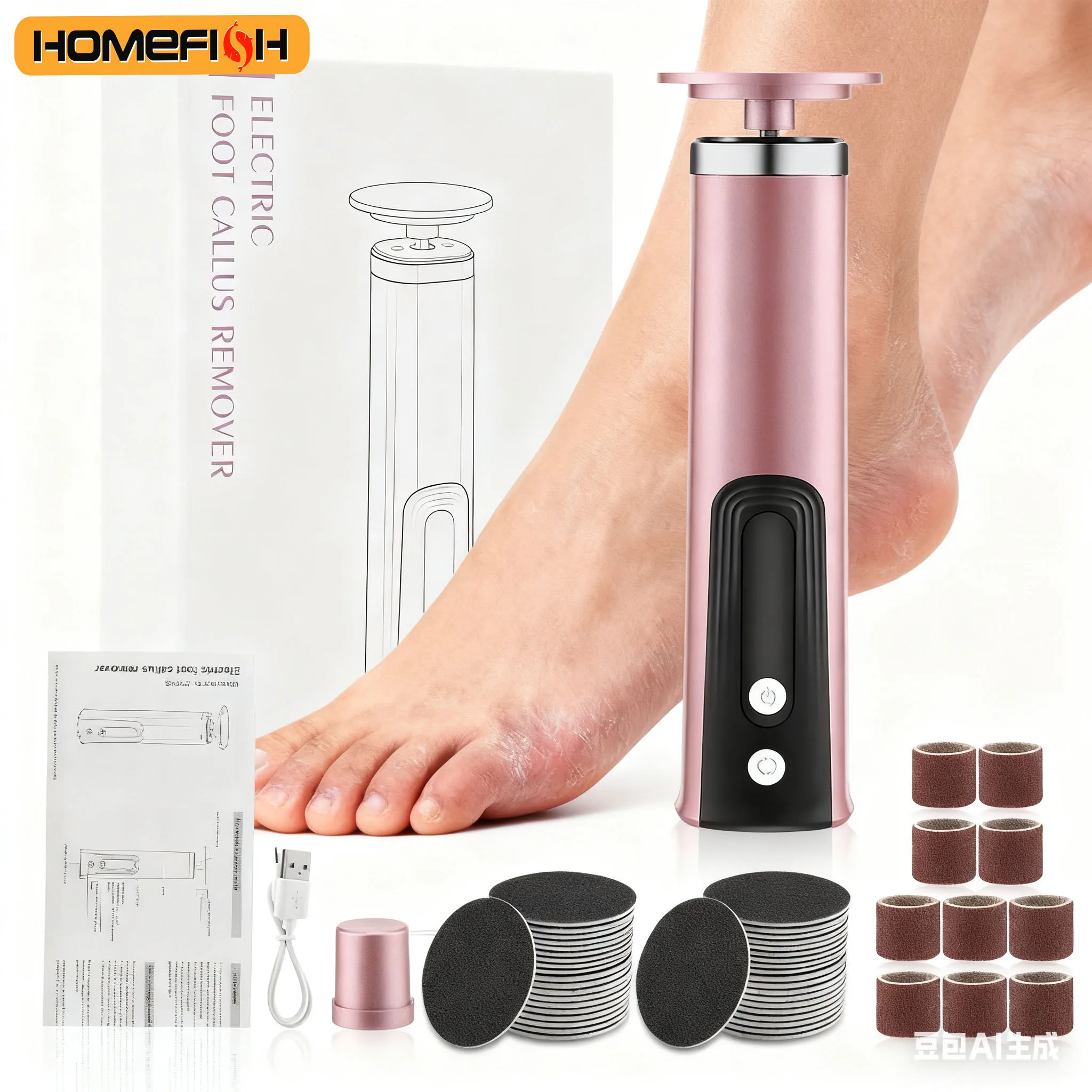 Electric Foot Callus Remover Electric Foot Callus Remover 2-in-1 Rechargeable Wireless Powerful Nail File Dead Skin Removal Pedicure Tool