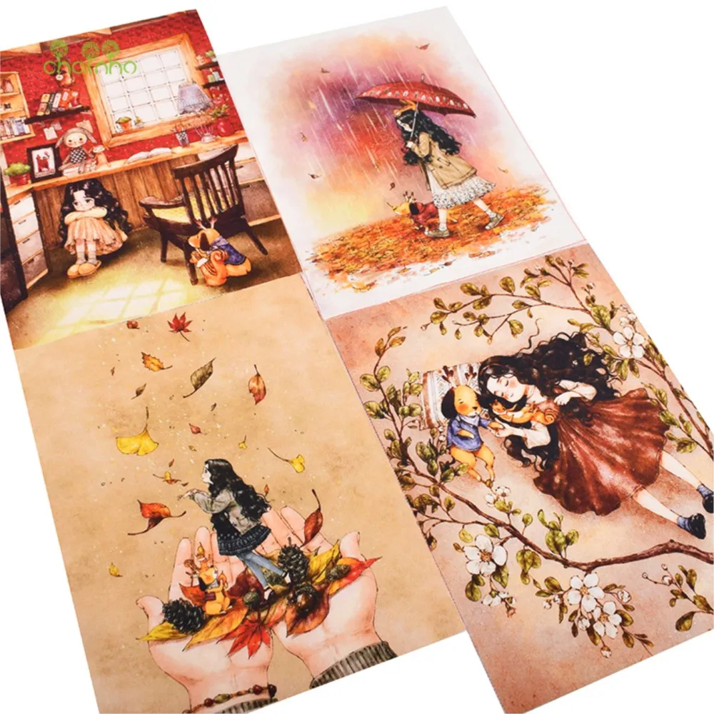 Chainho,Hand Dyed Cotton Fabric,Girl Series,DIY Sewing & Quilting,Purse,Bags,Books Cover,Home Decoration Material,15x20cm/Piece