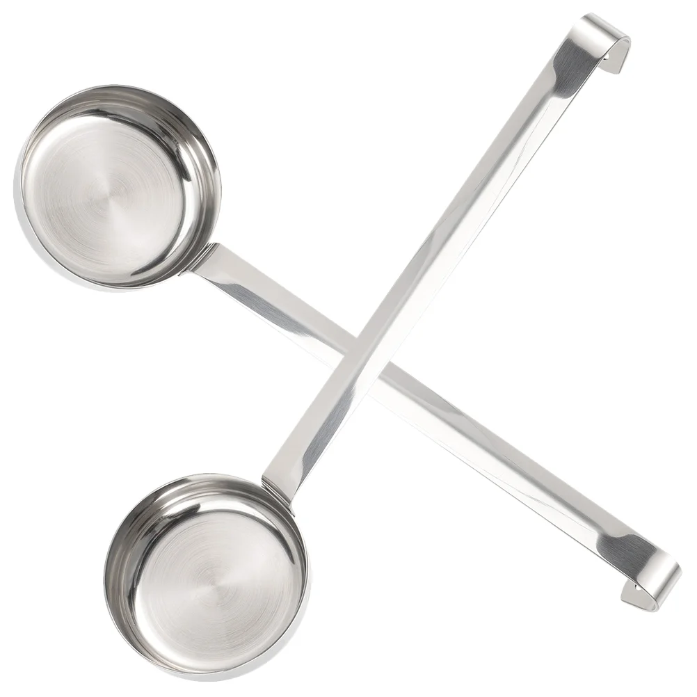 2 Pcs Ladle Soup Spoons Pizza Sauce Spread Handle Long Kitchen Measuring