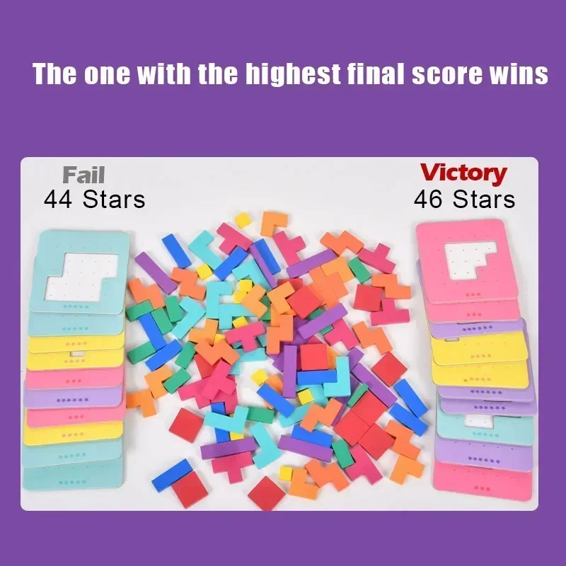 Montessori Desktop Puzzle Toys Kids Battle Table Game Tangram Math Toys Building Blocks Board Color Shape Training for Kids Gift 4