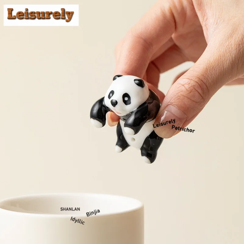 Little Panda Tea Pet Ancient Flowerpot Landscaping Tea Figurine Play Toys Tea Statue Ornaments Tea Items Collection Accessories