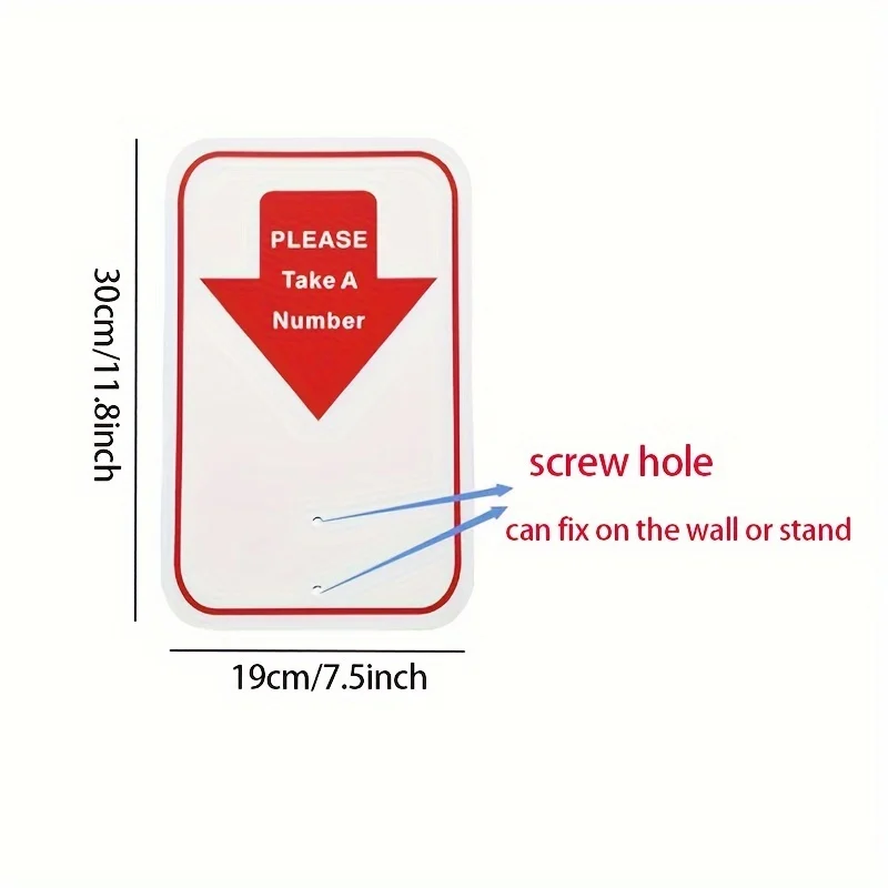 Take-a-Number Sign-Take A Number Dispenser Sign for Ticket Dispenser Red/White