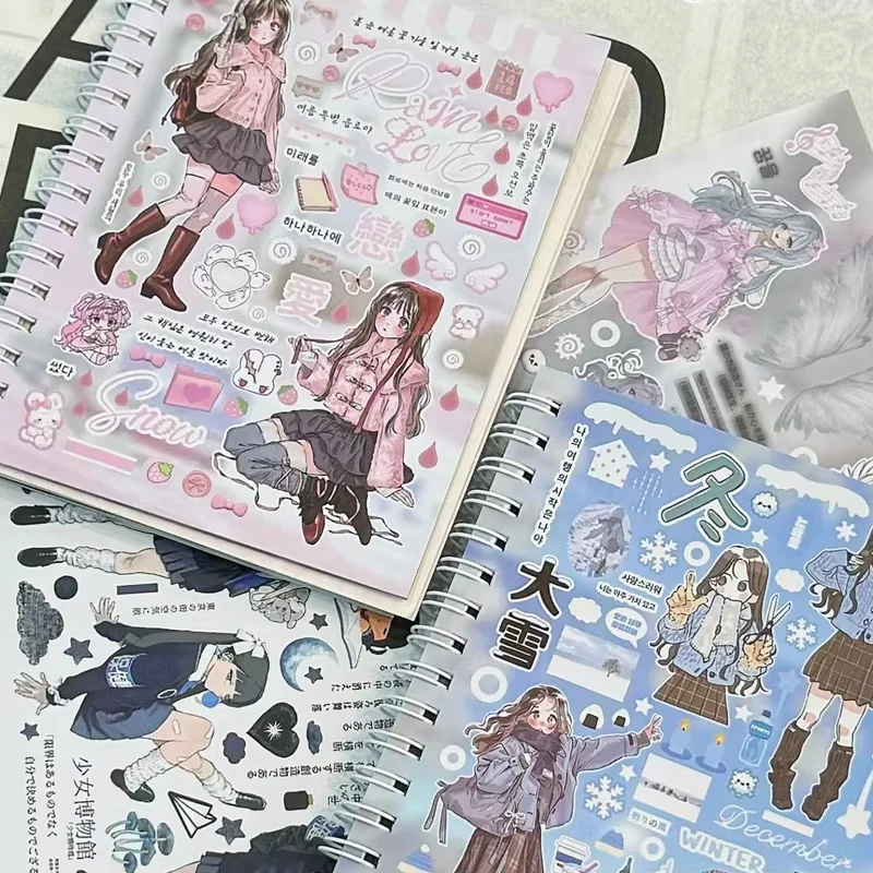 일본 스티커북 30종 신상 연변컷 캐릭터 스티커북 데코레이션 DIY 핸드아카운트 콜라주 컷 필름 스티커 귀여운 선물