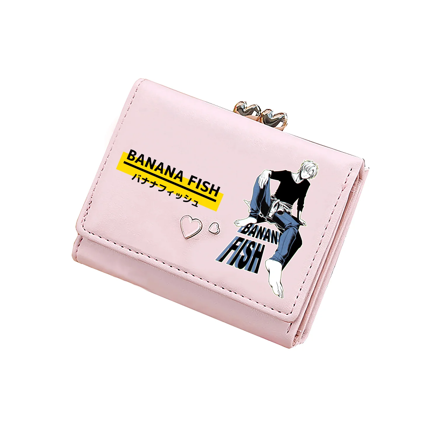 BANANA FISH Kawaii Coins Purses Ash Lynx Anime Short Wallets Pink