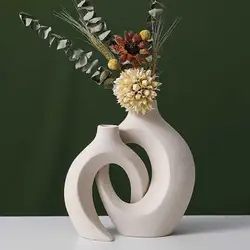Elegant White European Ceramic Vase Set (White)