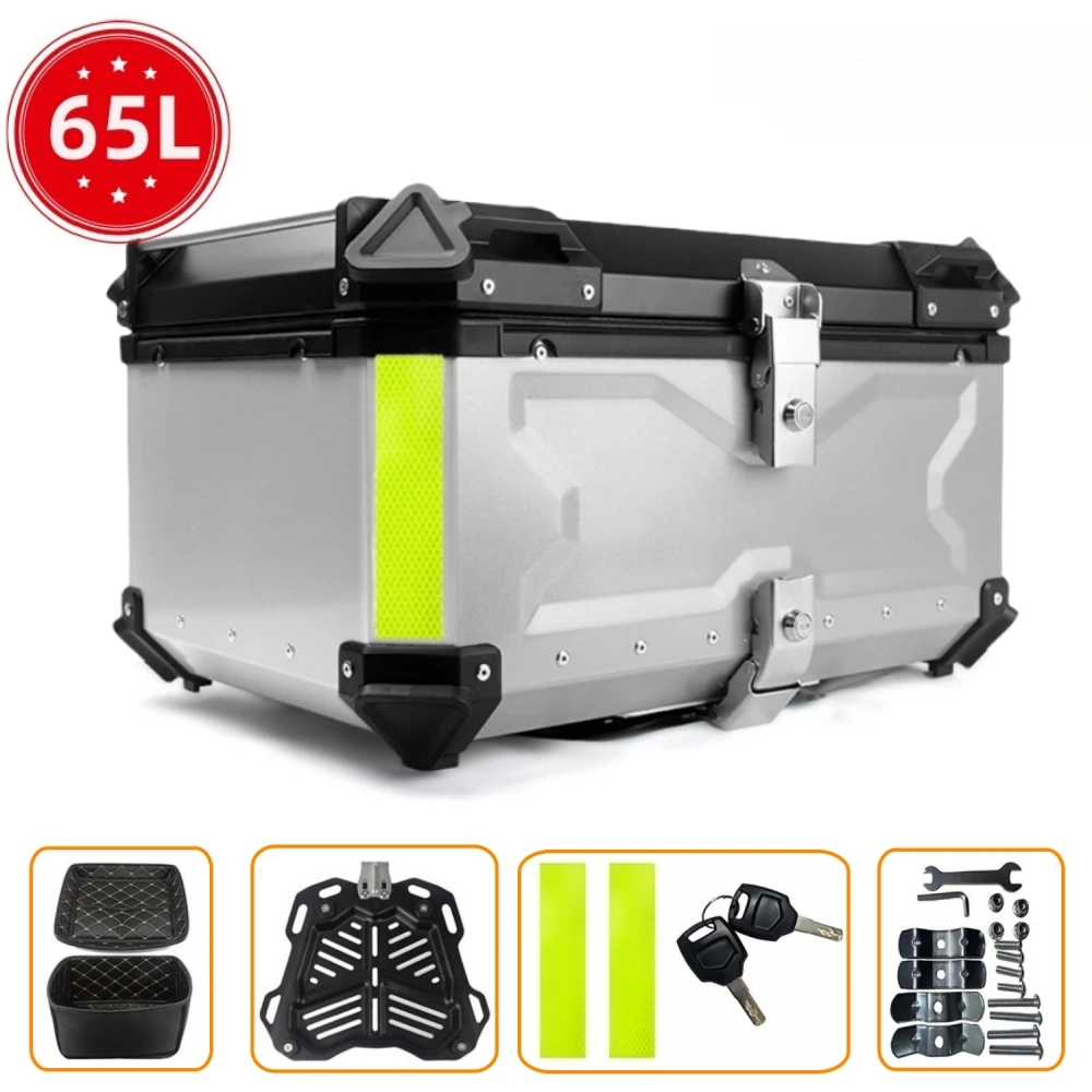 thumbnail image 1 of Baúl de motocicleta, baúl de aluminio, baúl para casco de motocicleta, baúl trasero universal para motocicleta, estuche de equipaje impermeable para viaje, caja para herramientas de motocicleta, 1 of 5