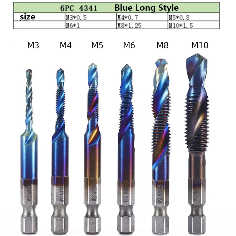 6pcs Long Blue