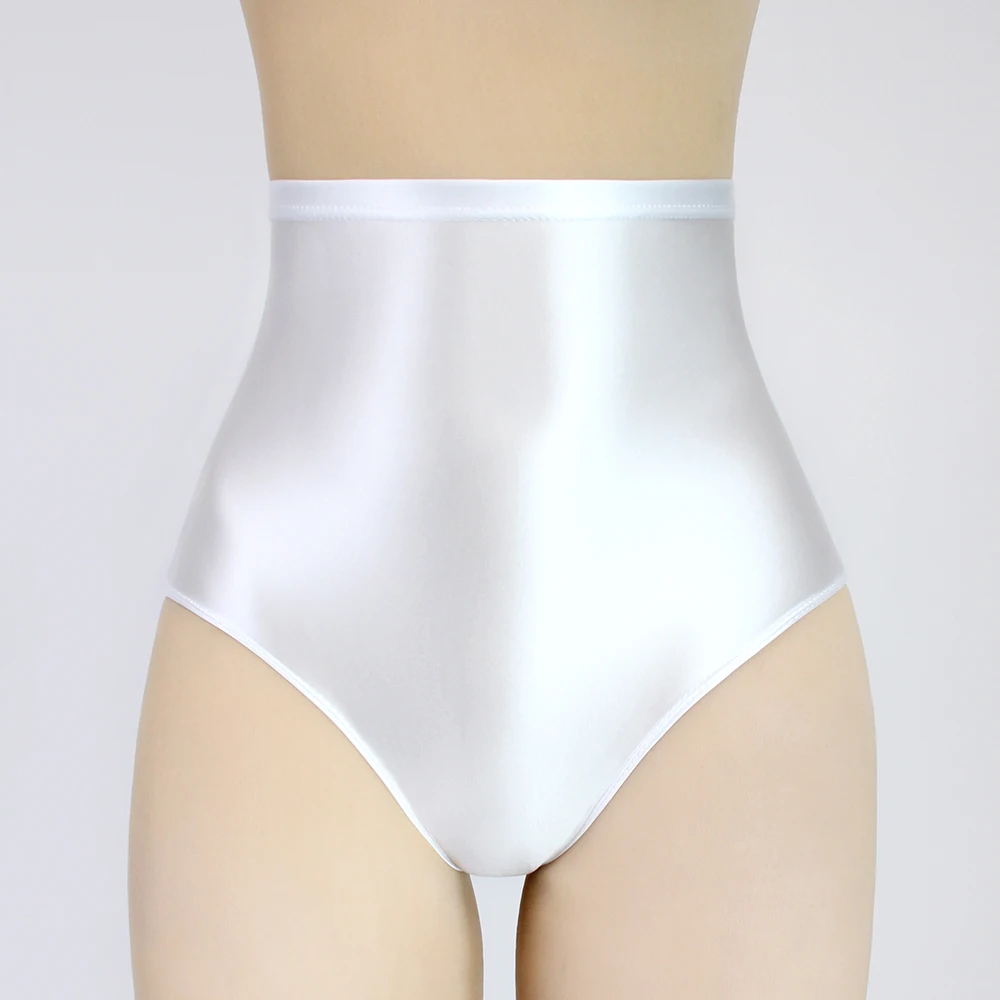 Sexy MEN gloss underwear Briefs Bikini Bottoms with Buttocks Silky Oily swimsuit big size super High Waist Tights Underpants 2