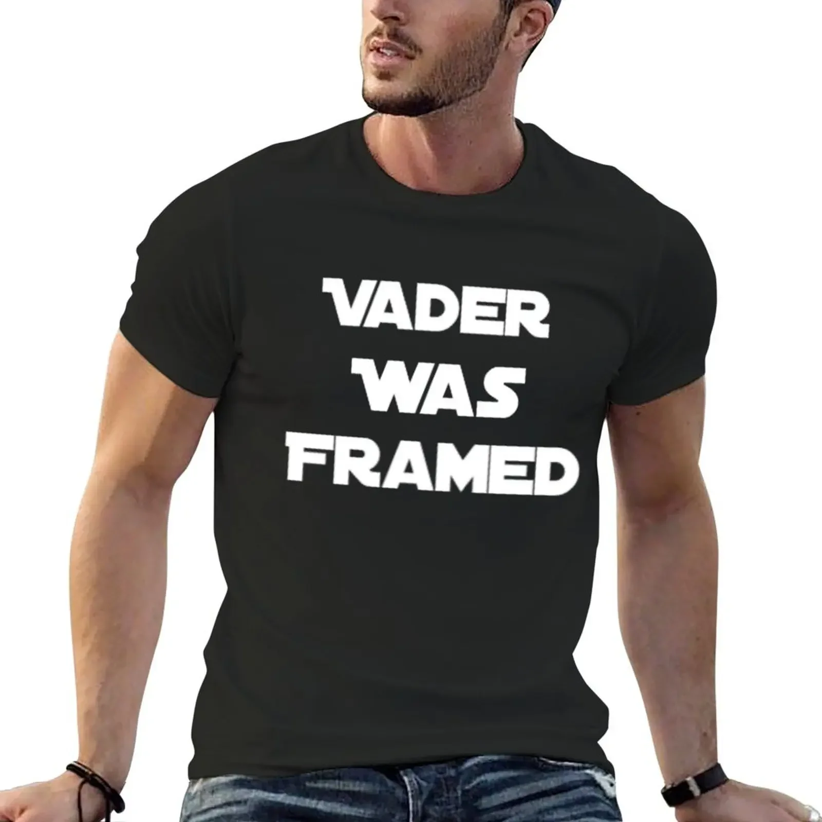 

Vader Was Framed In White On Black Background T-shirt Aesthetic clothing anime clothes mens t shirts casual stylish