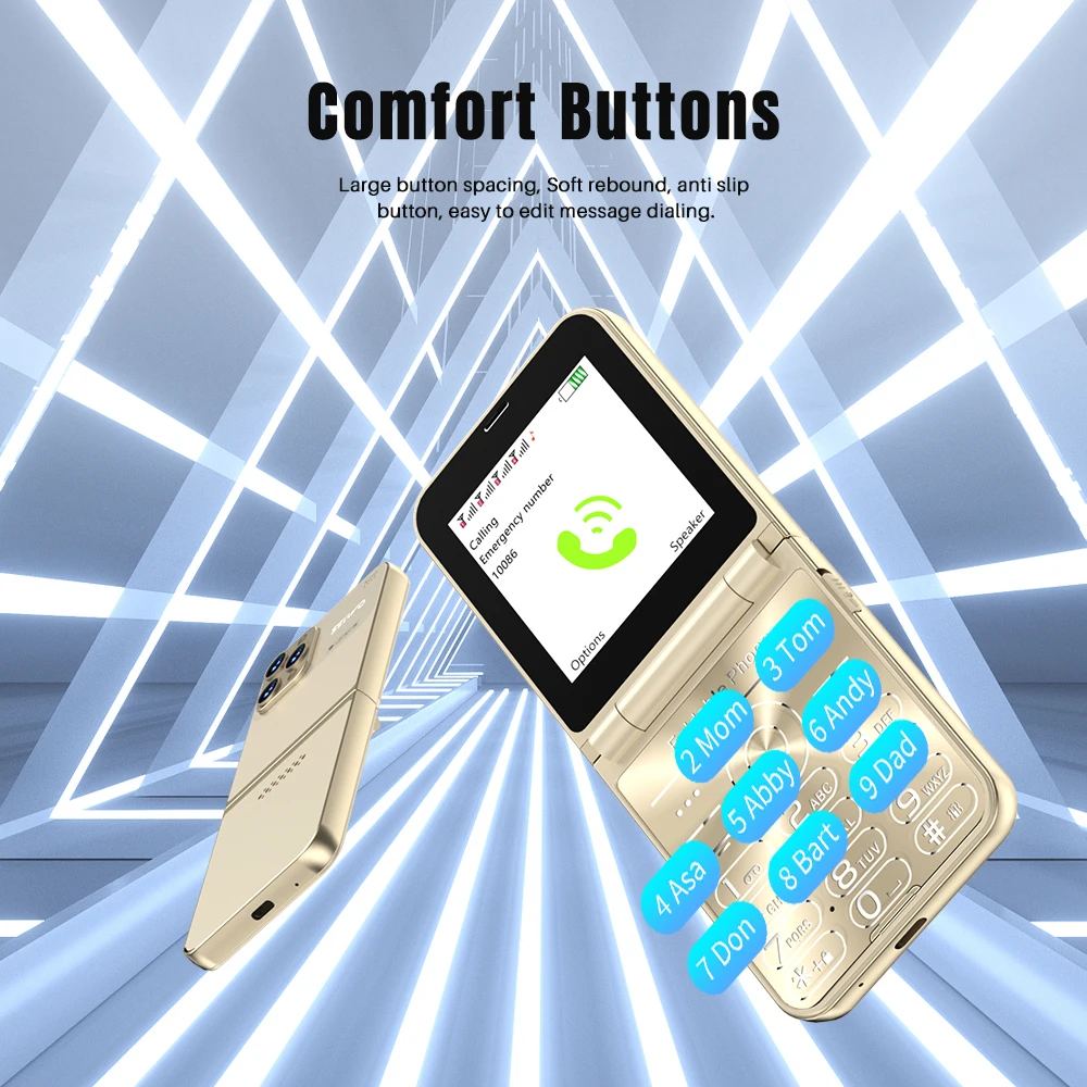 SERVO Flilo7 Four SIM Standby Flip Mobile Phone 2.6" Screen Rear Camera Call Recording Magic Voice Blacklist Foldable Cellphones