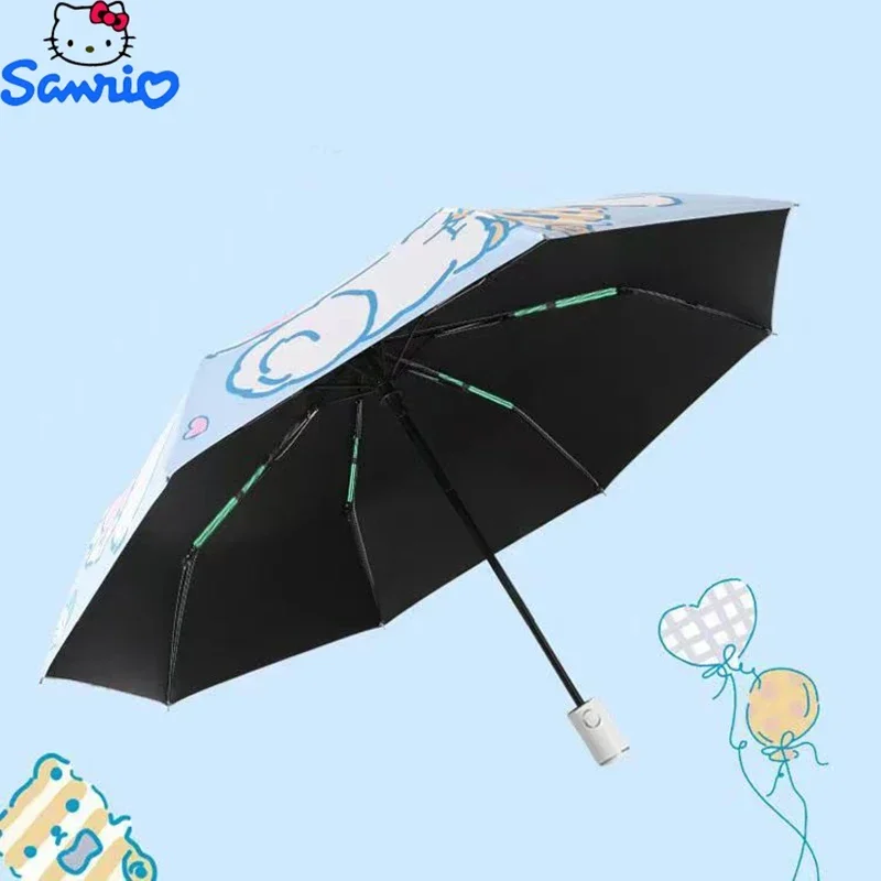 산리오 자외선 차단 우산 자외선 차단 이중 용도 시나모롤 접이식 자동 블랙 코팅 범퍼 천 선물