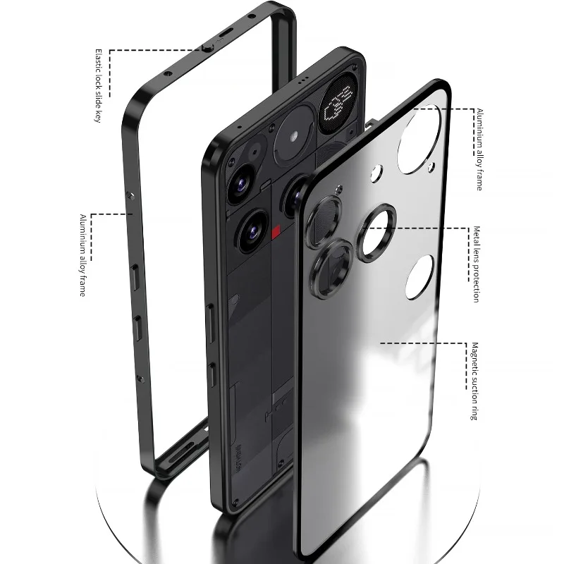 Alloy Metal Lens Protection Case with Transparent Tempered Glass - Shockproof Cover