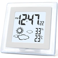 Digital Battery Operated Alarm Clock With Auto Backlight, Indoor Temperature Humidity, 12/24H, Date, Desk Clock, Durable 1