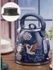 #T 1.7l Large Capacity 304 Stainless Steel Vintage Crane Printing Electric Kettle Boiling Water Blue 4