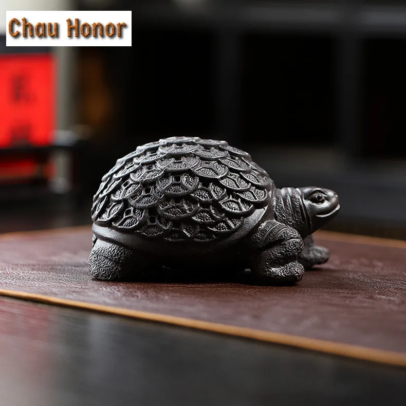 Yixing Nurturable Money Turtle Purple Clay Tea Pet Desktop Set Wealth-Attracting Ornament Home Plaything