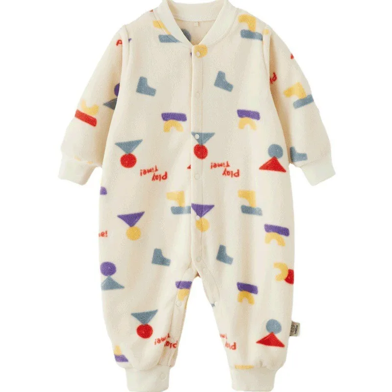 

0-12m Newborn One-piece Autumn And Winter Warm Fleece Baby Boy and Girl Clothing Baby Girl Home One-piece Baby Jumpsuit
