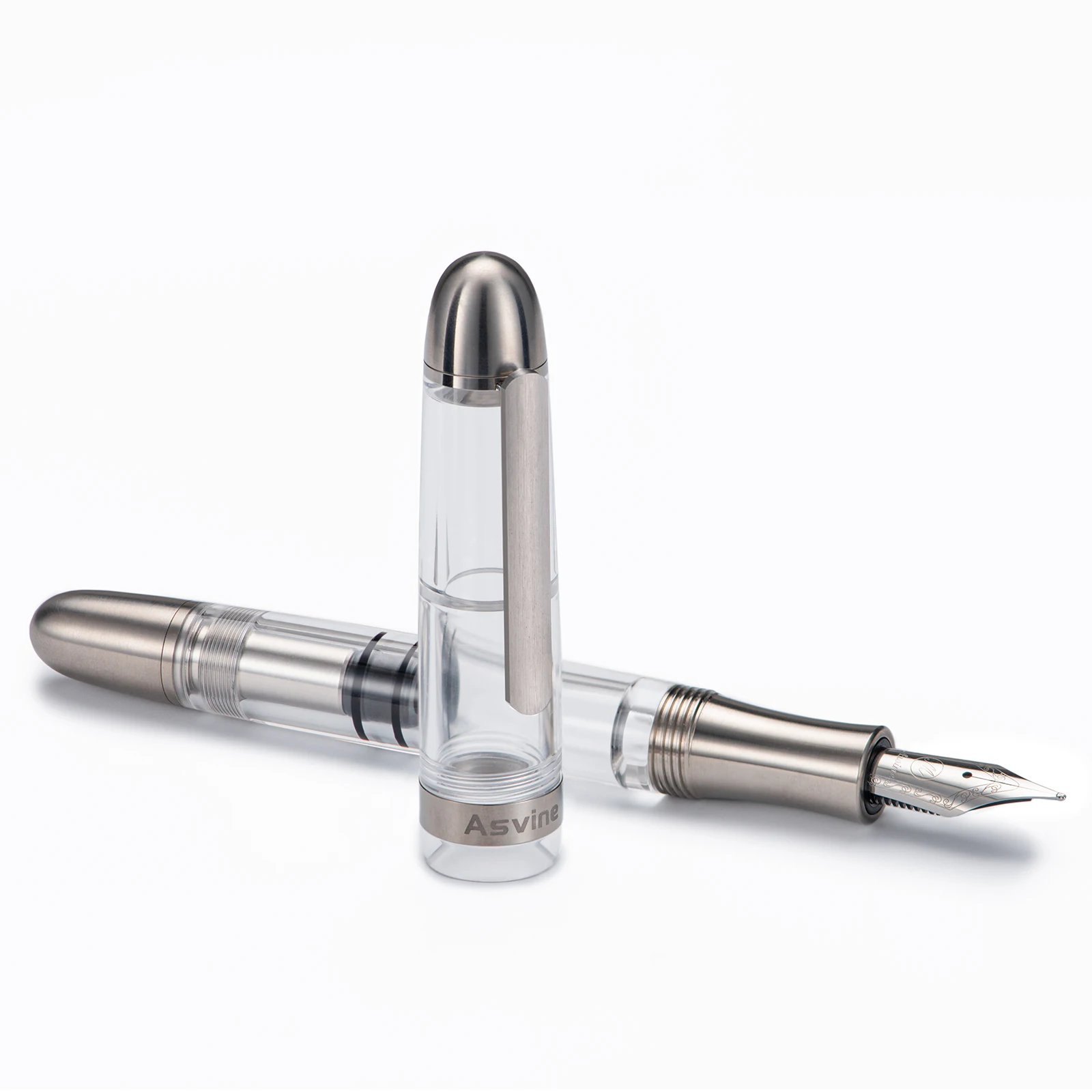 Asvine P36 Titanium Fountain Pen Piston Filling Bock / Asvine EF/F/M Nib, Acrylic Smooth Writing Office Gift Pen jinhao 100 fountain pen acrylic resin iridium f 0 5mm 1 0mm bent nib writing gift pen office supplies