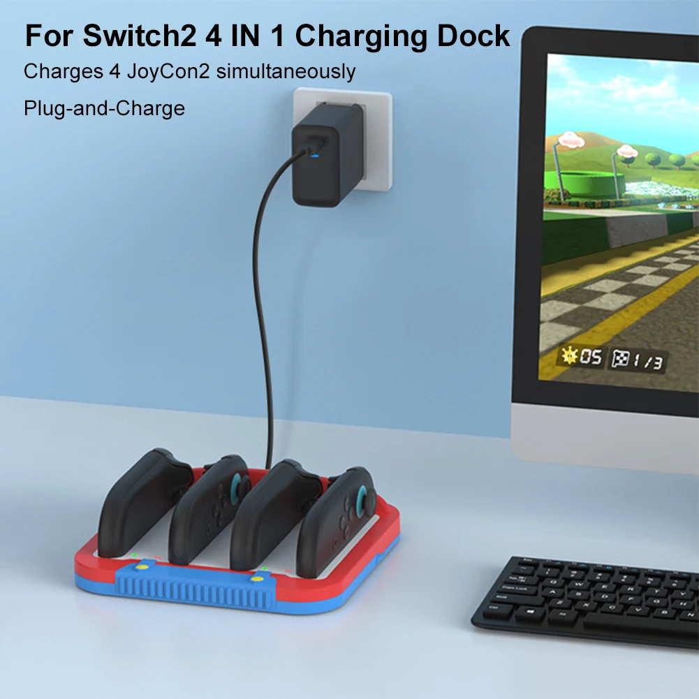 For Nintendo Switch 2 Joy-Con 4-in-1 Charging Dock Charging Station Controller Charger for Switch 2 Joy-Con Accessories