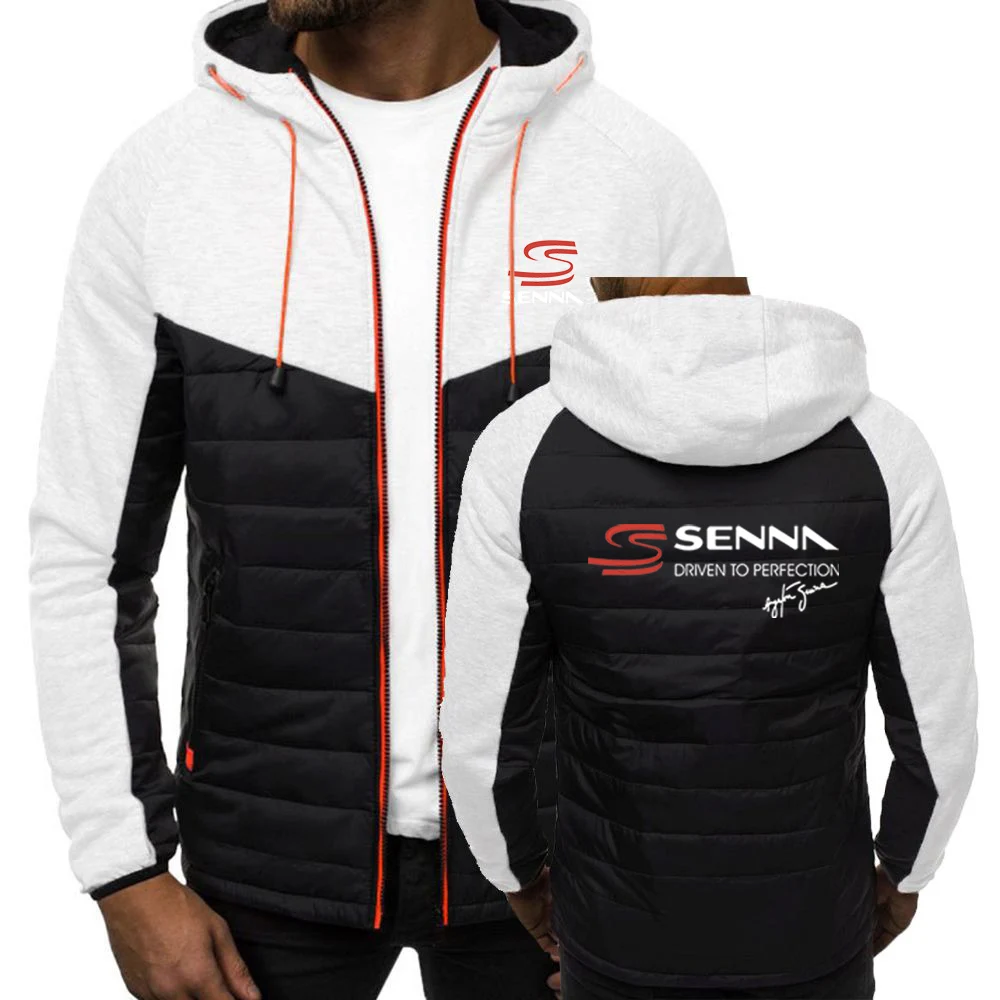 Ayrton Senna 남성용 7 색 코튼 재킷, 프린트 패치워크 디자인, 절묘한 후드 코트 상의, 가을 및 겨울, 2023 신상