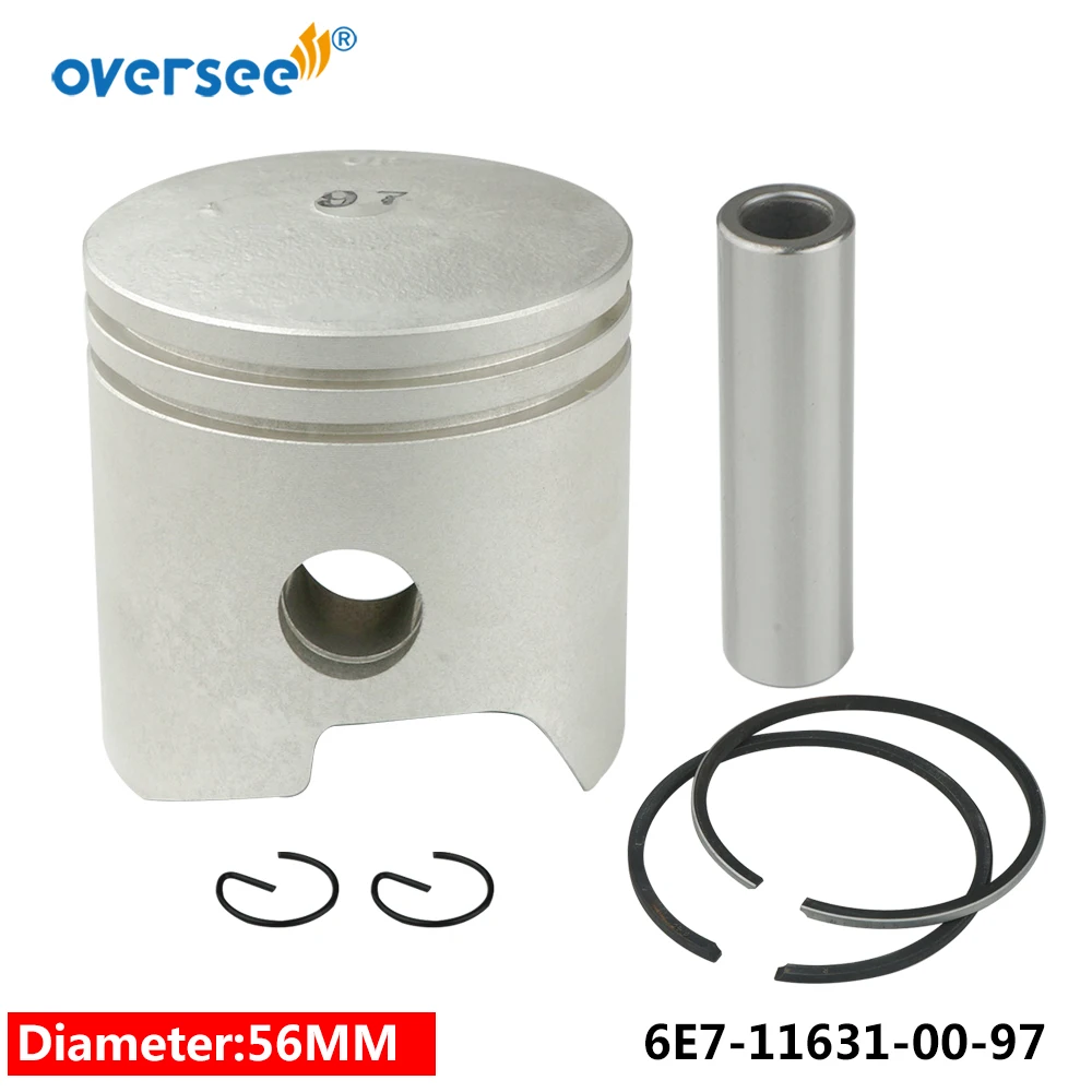 6E7-11631-00 Piston Kit Std With Piston Ring For Yamaha 2T Outboard Parts 9.9 15HP 682 684 63V 63W series D56mm 6E7-11631 Parsun