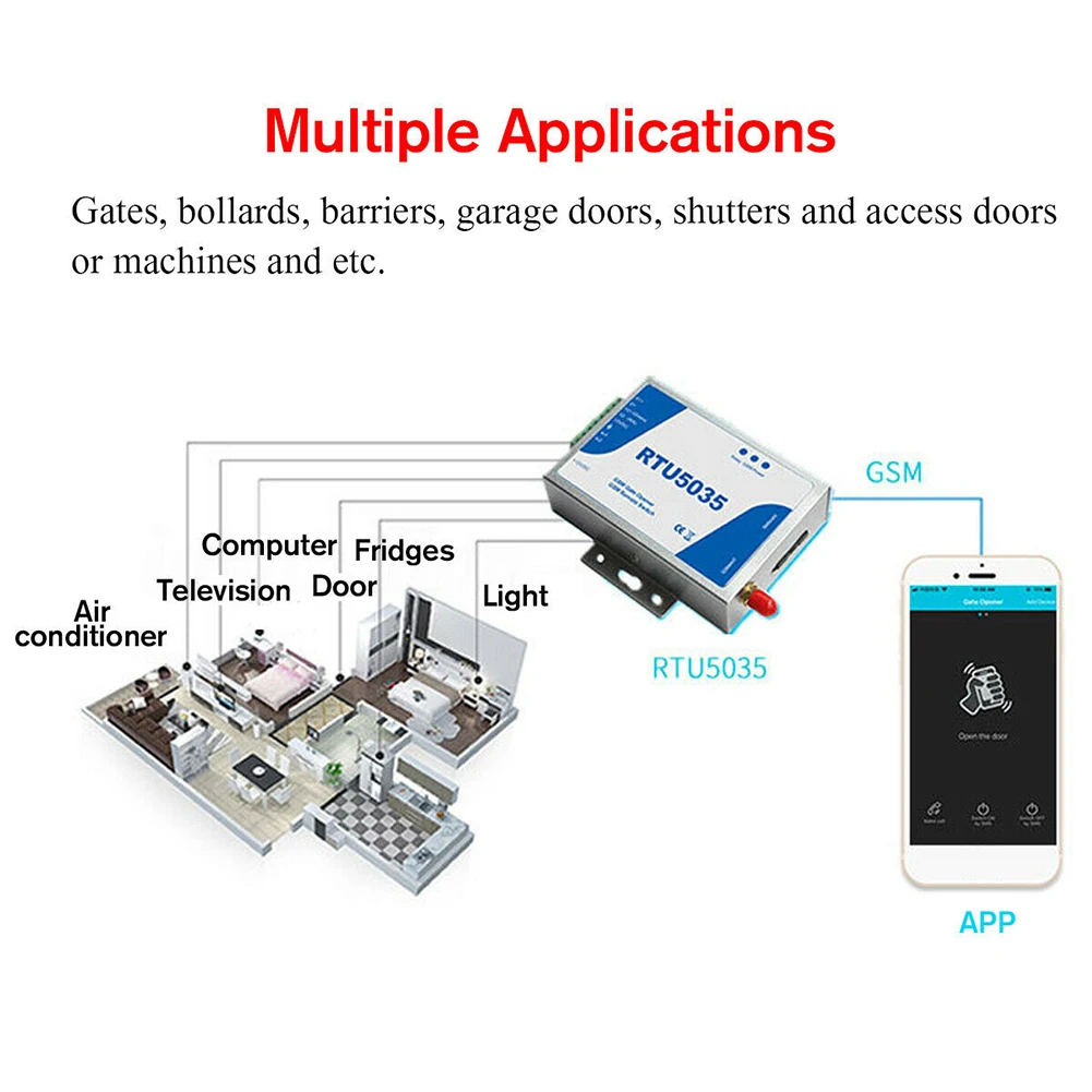 RTU5035 GSM 게이트 오프너 릴레이 스위치 무료 통화 차고 게이트 오프너 앱 제어 무선 원격 제어 도어 액세스 롱 안테나