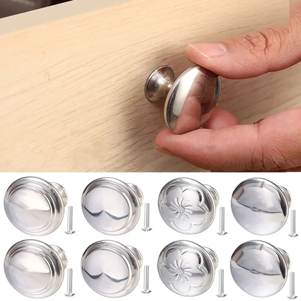 2Pcs/Set Furniture Hardware Drawer Knobs with Screws Kitchen Home Single-hole Pull Stainless Steel Cupboard Cabinet Door Handles