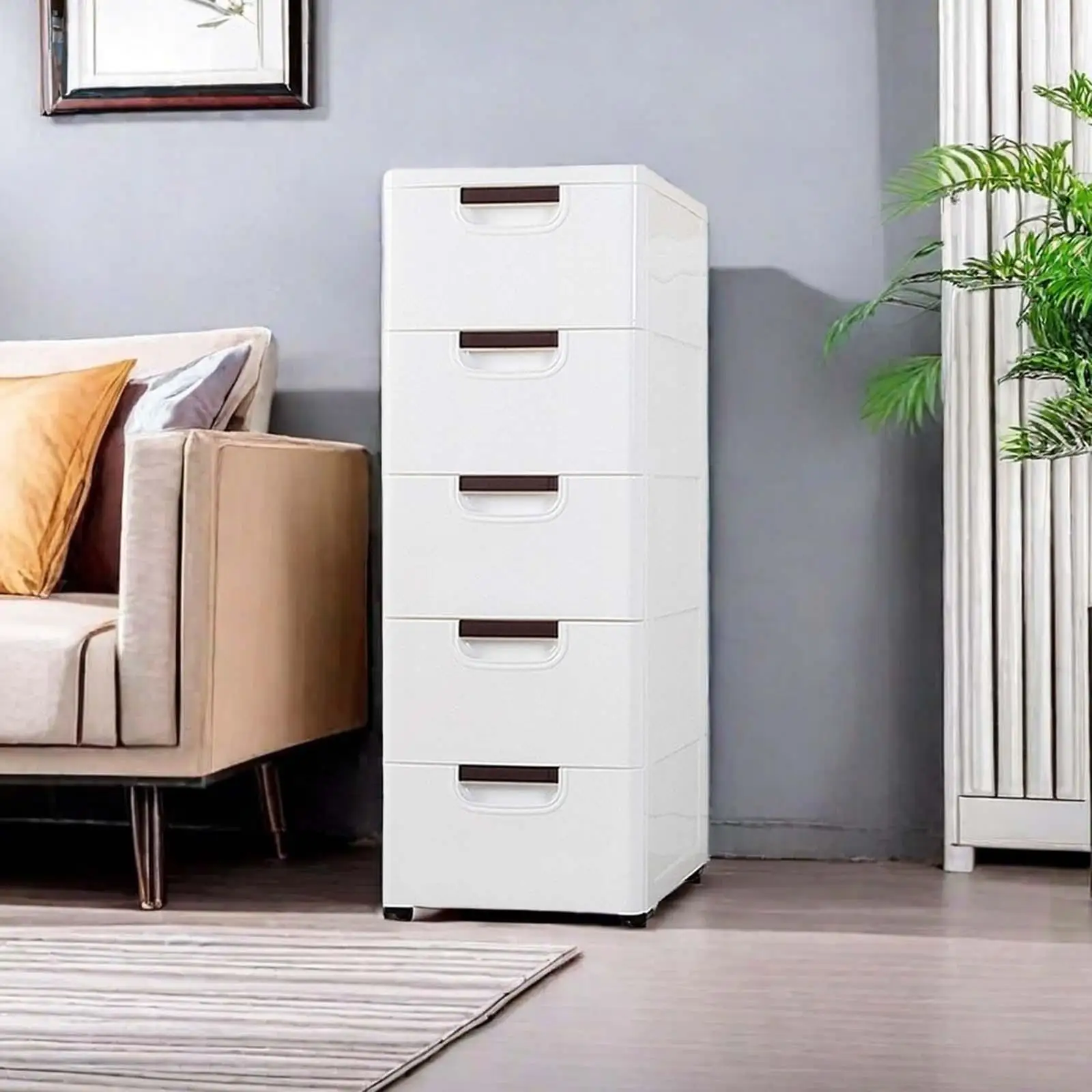 Dressers Storage Cabinet,White Mobile Cabinet, 5 Drawer Rolling File Cabinet, 5 Drawers Chest