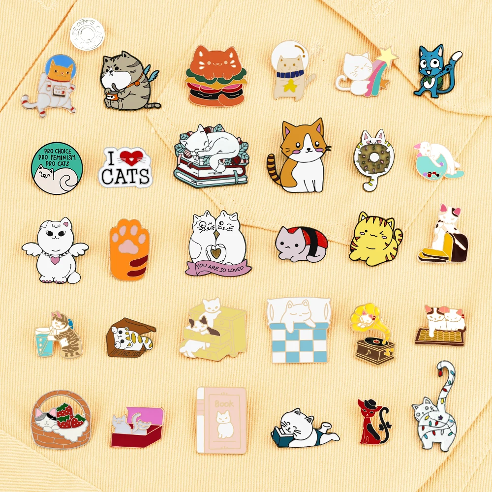 Pack De 4 Broches De Animales De Dibujos Animados - Insignias De Metal Creativas Con Cierre De Seguridad