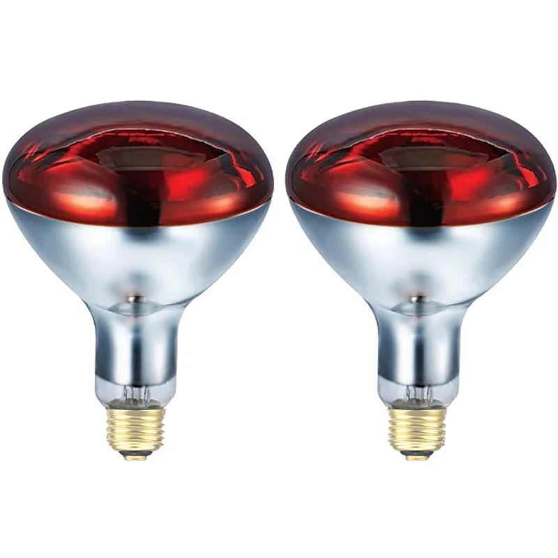 BONGBADA Quartz glass e27 Infrared bulb lamp 2PC 100W 250W Red Solar Spectrum R125 infrared Heating bulb Chicken Heating lamp