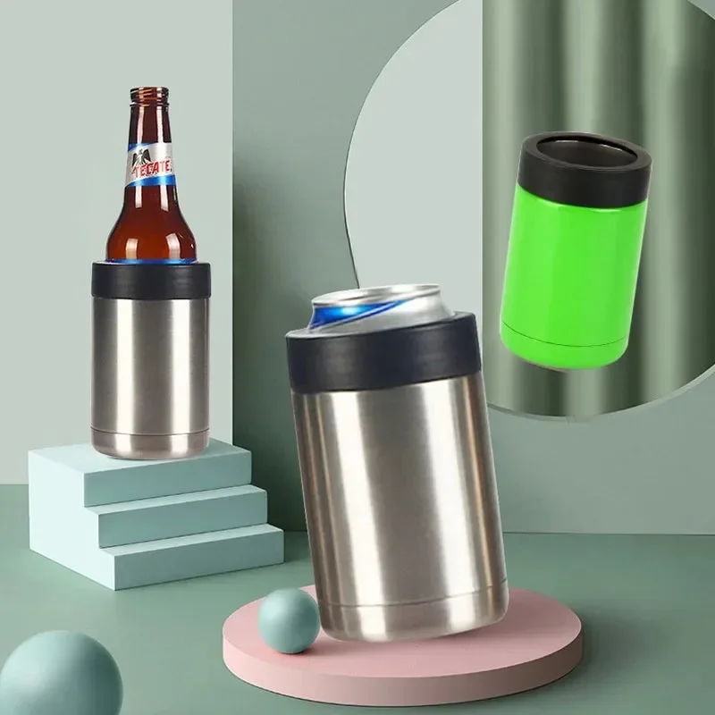 Beer Bottle Cooler Beer Cooler Drink Cooler 12 OZ Stainless Steel Double Wall Vacuum Insulated Beer Bottle Cold Keeper Can Bottle Holder Beer Cooler Bar Accessories