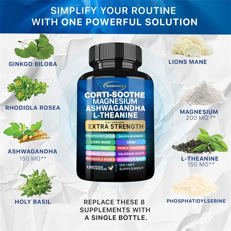 Cortisol Supplement Corti-Soothe with Magnesium Ashwagandha L-Theanine