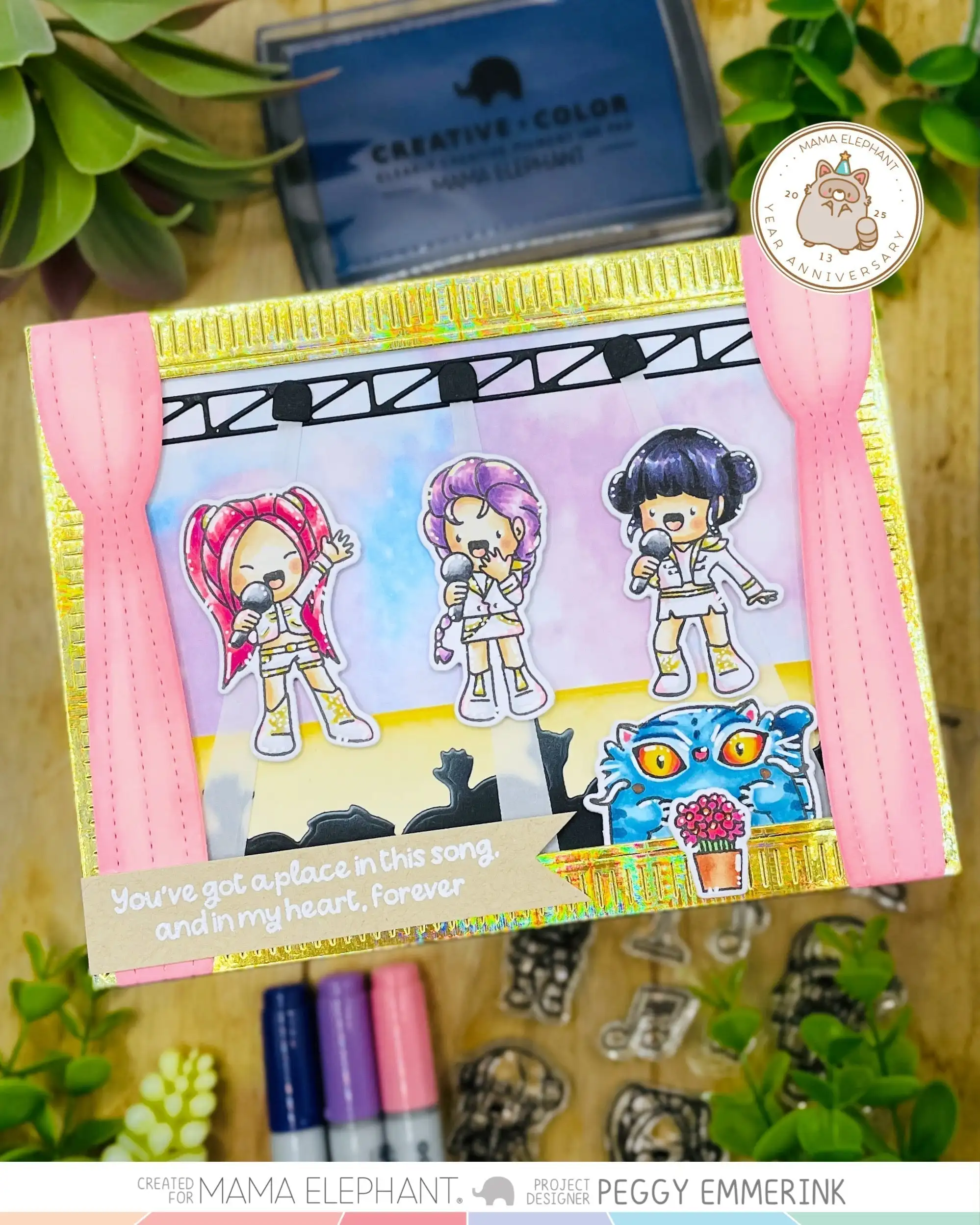 11월 코끼리 스탬프 다이 DIY 스크랩북 새해 명절 인사 카드 콘서트 관객 무대 밴드 마키 숫자 유 록 다이