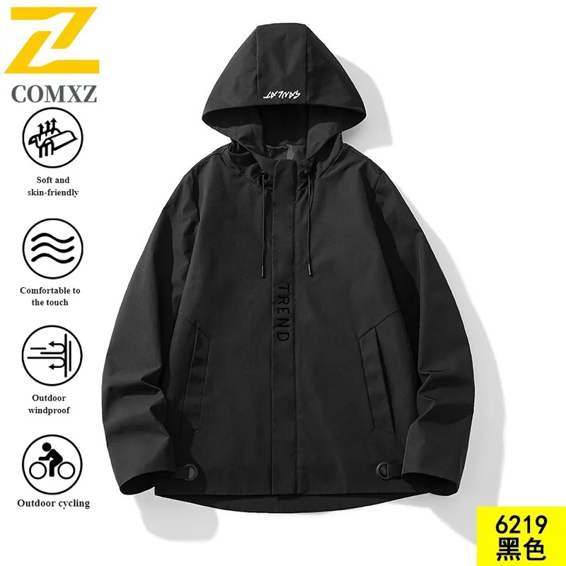 EiAO Jacket Korean Streetwear Hooded  Windproof Waterproof Workwear Coat for Men Camping Hiking Fishing Trendy Casual Wear 2025