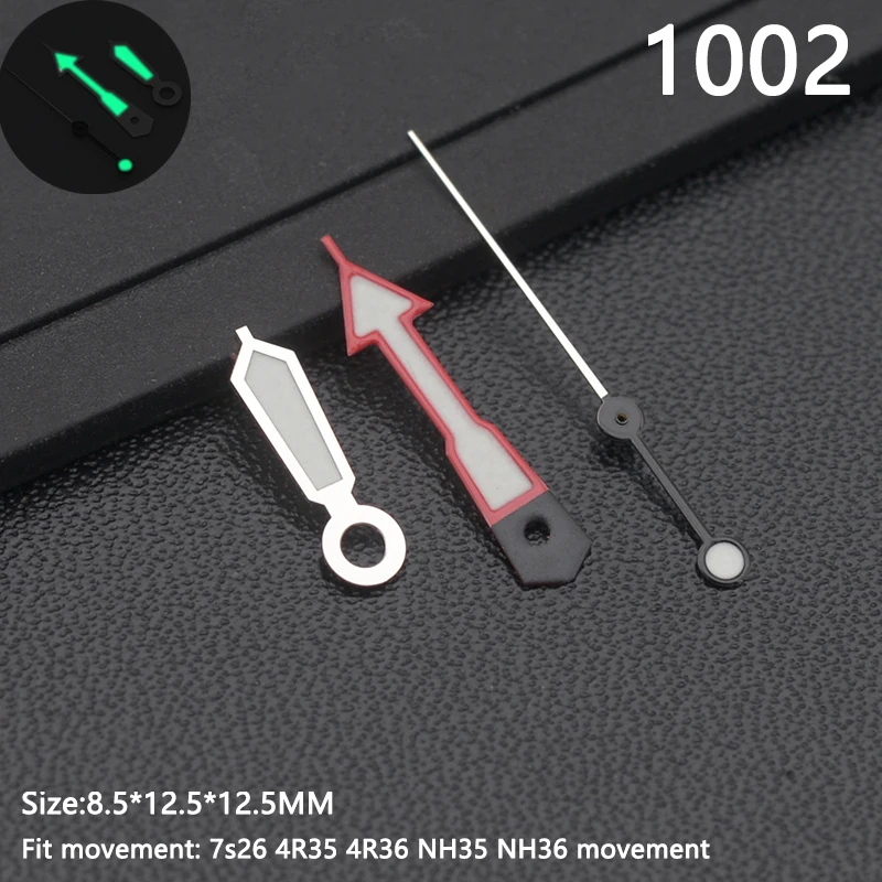 Green Luminous Watch Hands - Black Finish