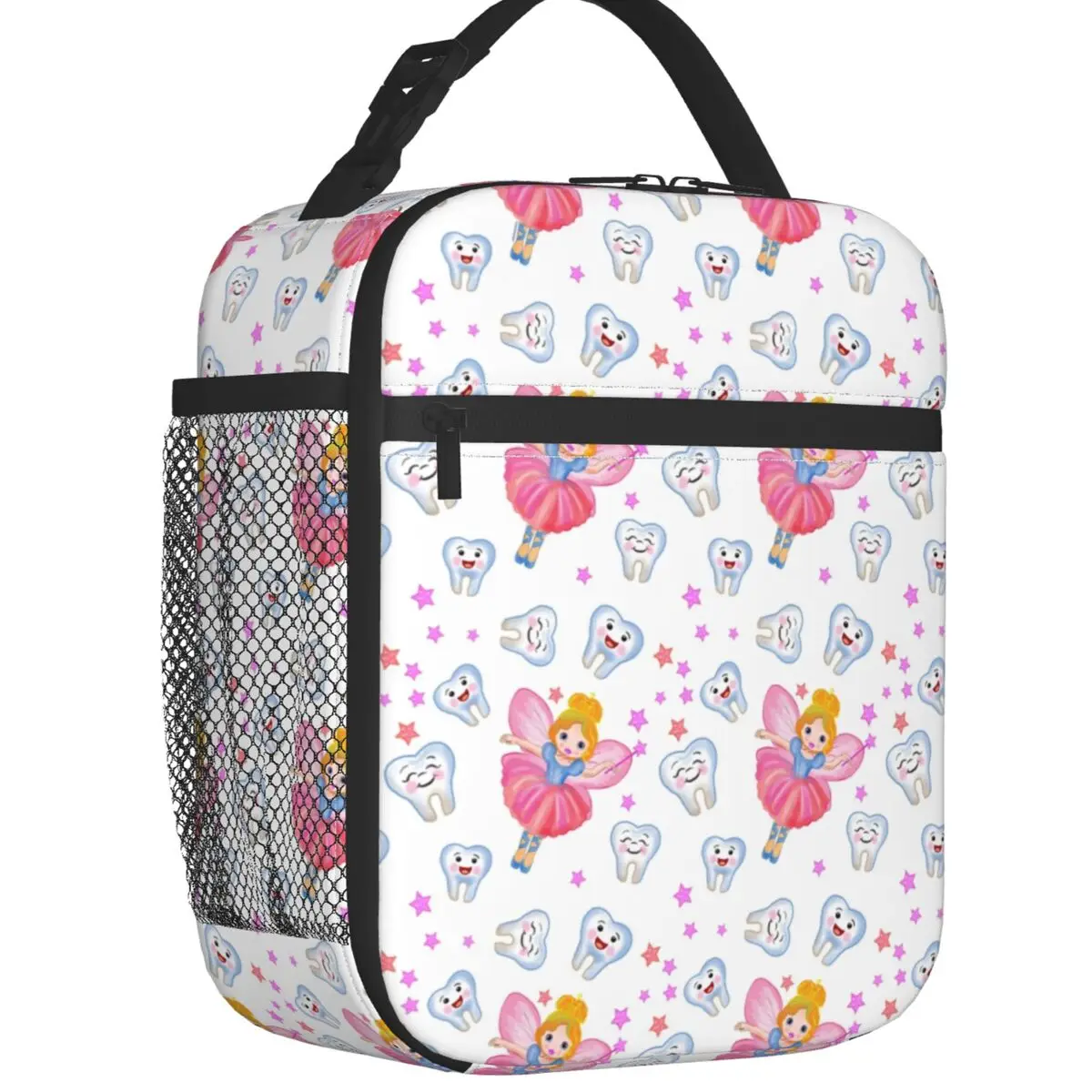 

Tooth Fairy Dentist Cartoon Thermal Insulated Lunch Bag Happy Teeth Magic Stars White Pattern Lunch Container Storage Food Box