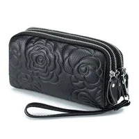 Genuine Leather Wallet Handbags For Women Embossing Process Rectangle Small Luxury Designer Female Messenger Purse 1