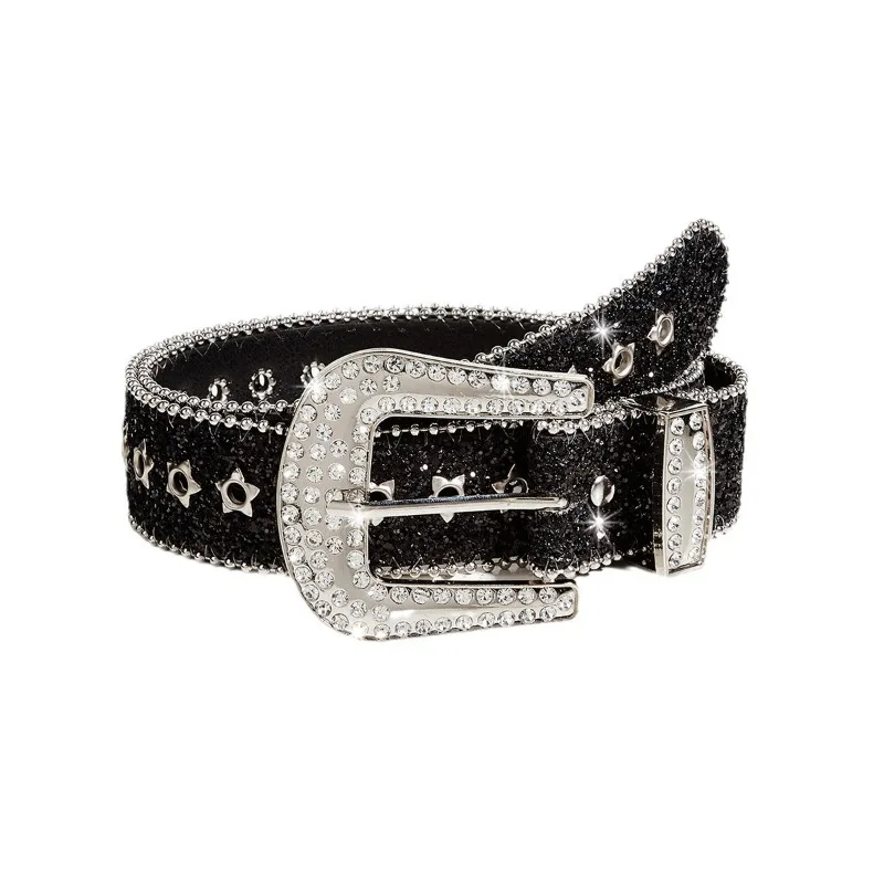 Rhinestone Wide Belt for Women | Ins Style Fashionable Sparkly Strap, Versatile  Design  Accessory for  Jeans & Outfits