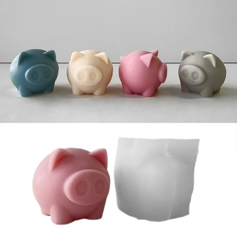 

3D Pig Silicone Candle Mould Cartoon Piggy Soap Resin Plaster Making Tool Cute Animal Chocolate Ice Cube Mold Desk Decor
