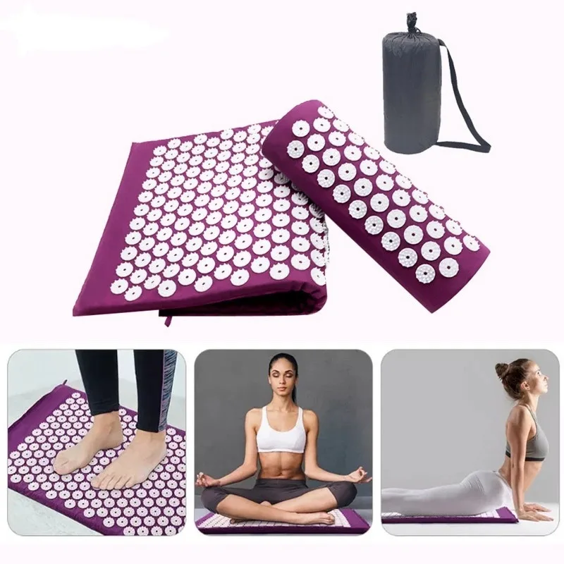 Stress Back Cushion Massage Yoga Mat Back Pain Relief Needle Yoga Massage Mat Acupressure Relieve Pad with Pillow fitness mat yoga mat massage pad