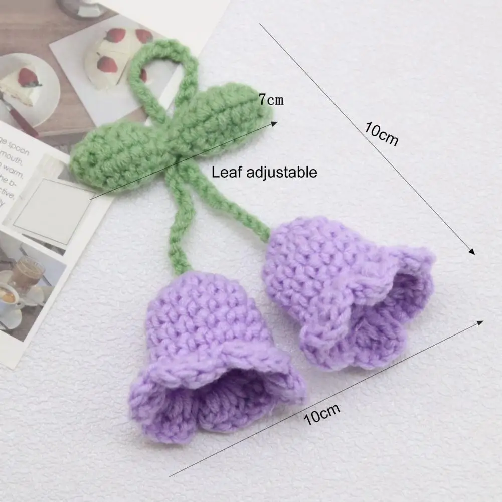 Handmade Flower Knitted Keychain Keyring Women Crocheted Wool Flower Leaf Bag Pendants Car Key Ring Handbag Decoration Charms Gi