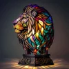 Resin Stained Glass Animal Table Light Night Light Owl Horse Rooster Elephant Table Lamp For Living Room Home Bedroom Decoration 3