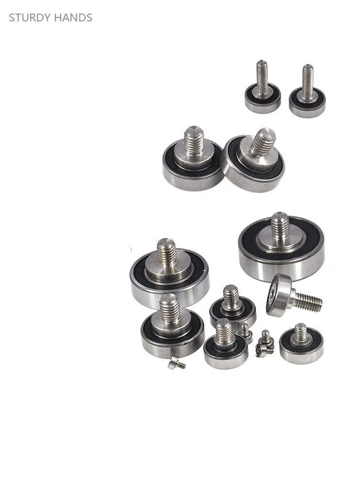 Stainless Steel External Thread Bearing Pulley 10pcs with Bolt Metal Roller Guide Wheel Drawer Track Wheel Furniture Hardware
