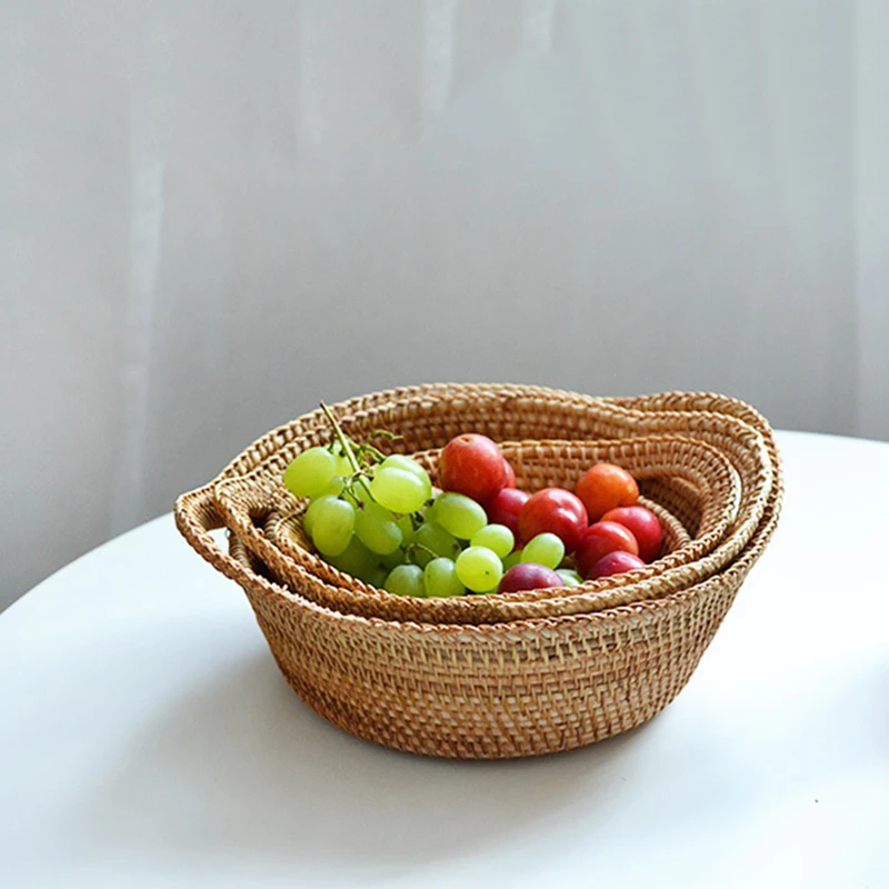 Rattan Woven Fruits Basket with Foot, Coffee Table Gift Basket –  RavenStudioCrafts