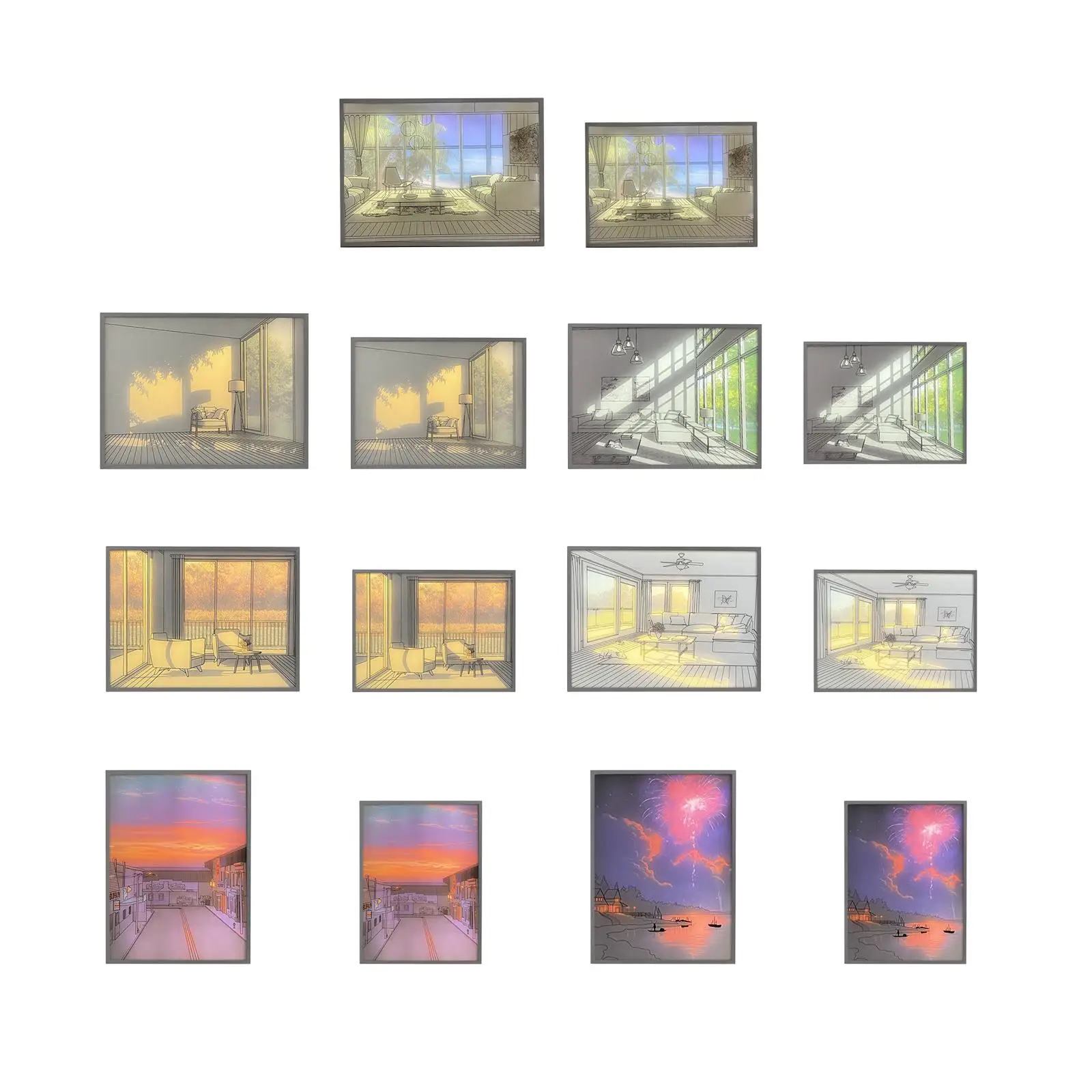 

Night Lights LED Lighting Painting Decoration LED Glowing Photo Frames Wall Lamp